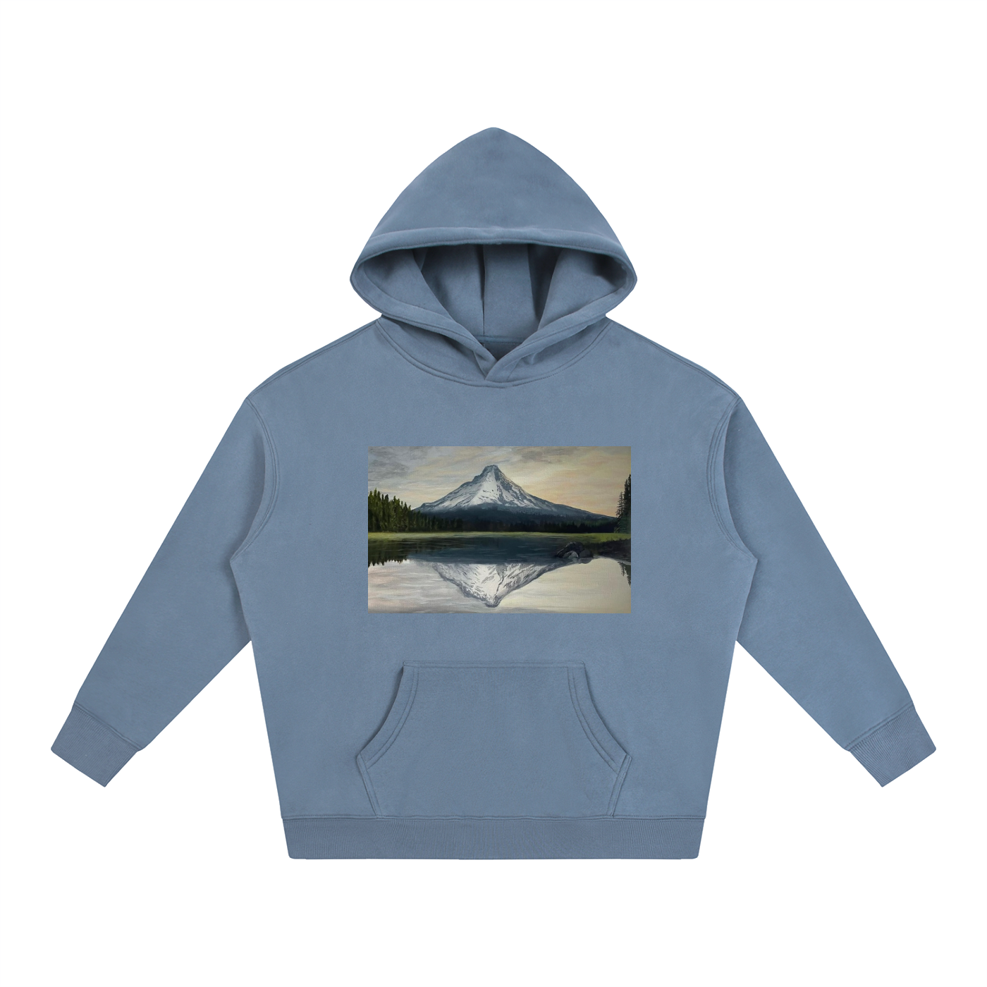 Original Mountain Oil Painting Fleeced Hoodie