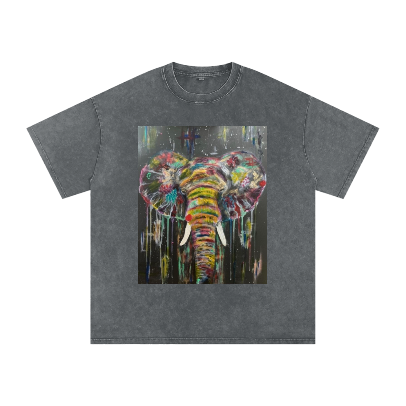 Original Abstract Elephant Painting Washed T-Shirt