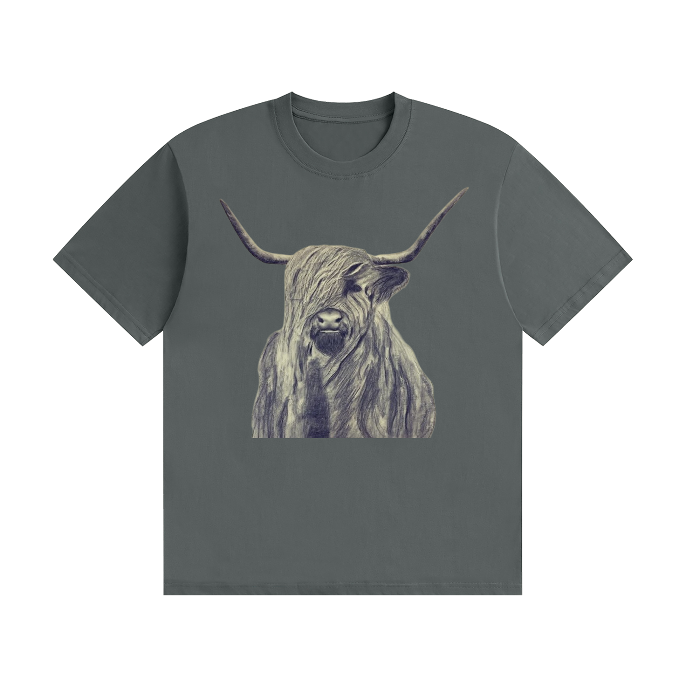 Original charcoal highland cow Unisex Seamless Cotton T-Shirt