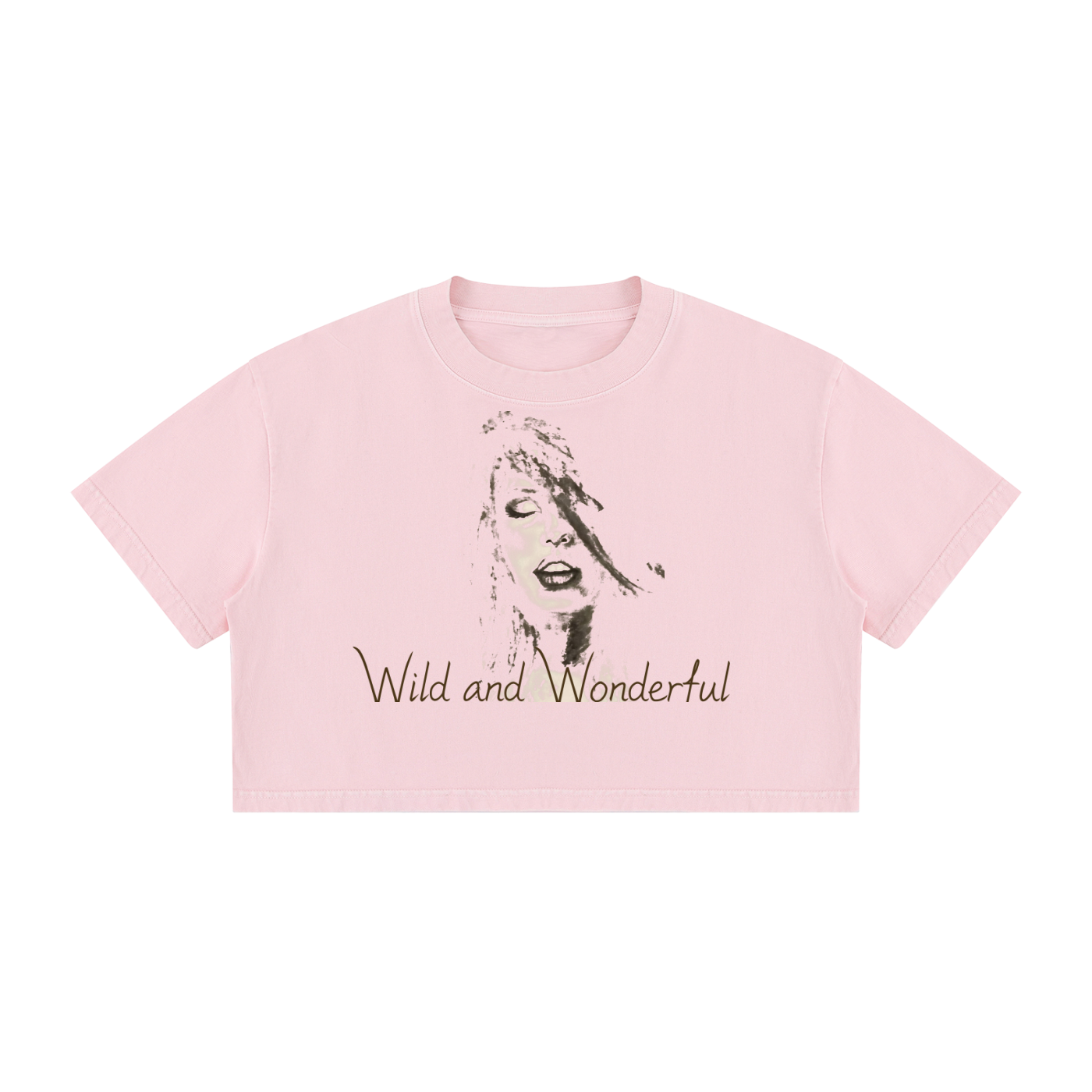 Original woman sketched Women's Mineral Wash Cotton Crop T-Shirt