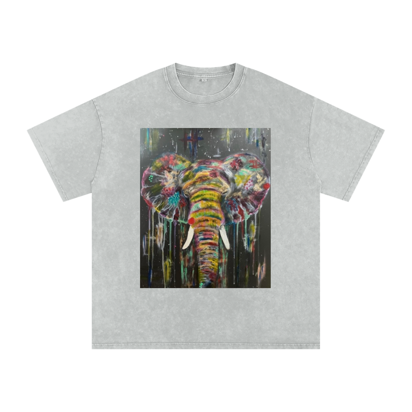 Original Abstract Elephant Painting Washed T-Shirt