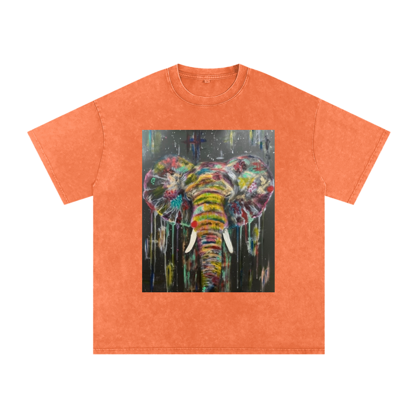 Original Abstract Elephant Painting Washed T-Shirt