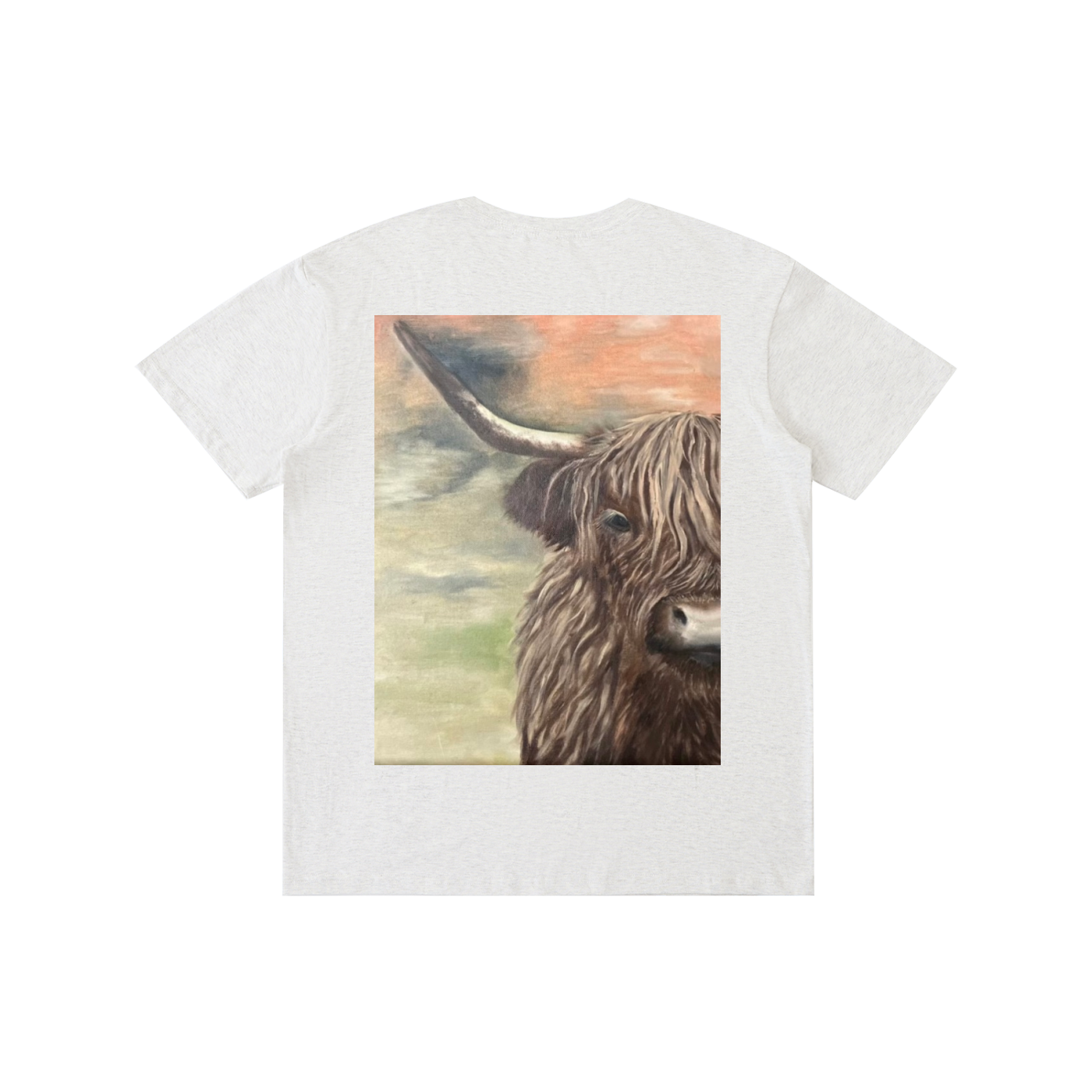 Original Highland Cow Painting Cotton T-Shirt