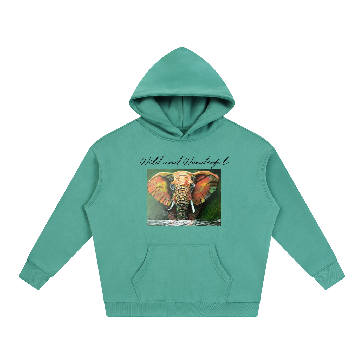Adult Original Elephant Painting Oversize Fleeced Hoodie