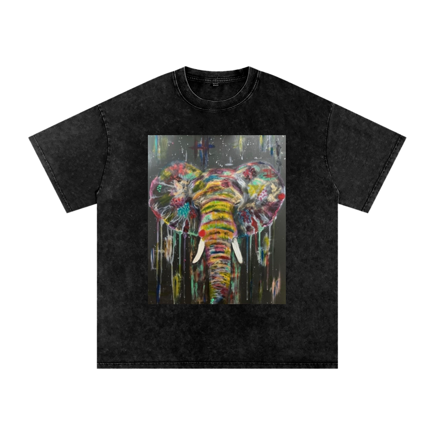 Original Abstract Elephant Painting Washed T-Shirt
