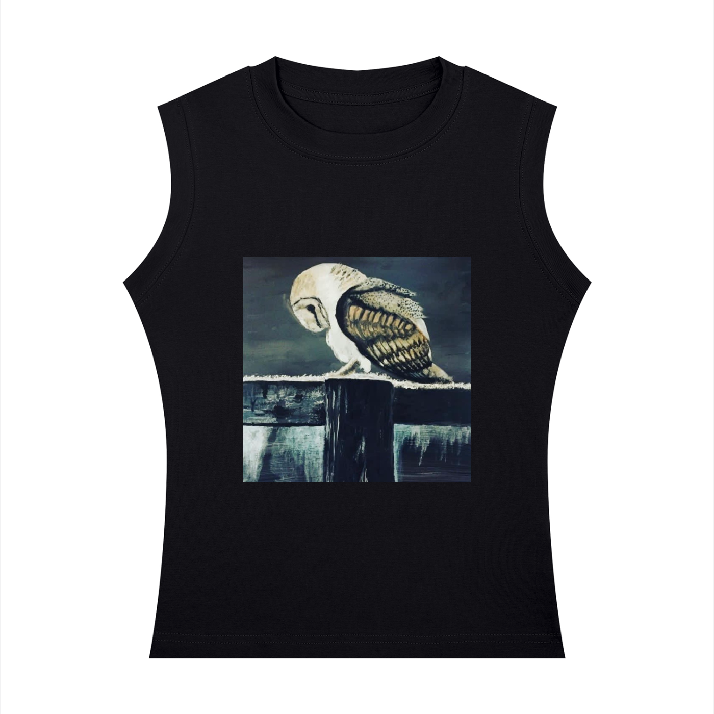 Original owl painting Women's Crewneck Tank Top