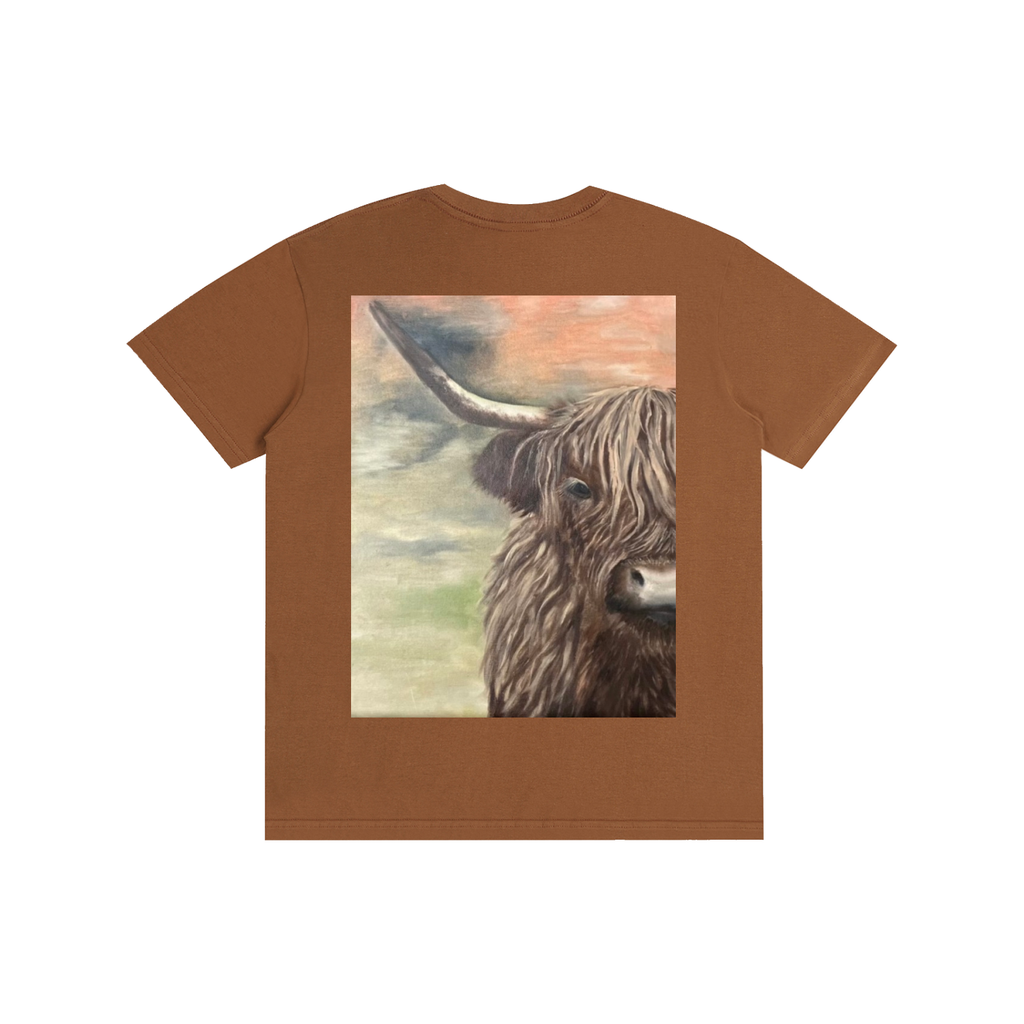 Original Highland Cow Painting Cotton T-Shirt
