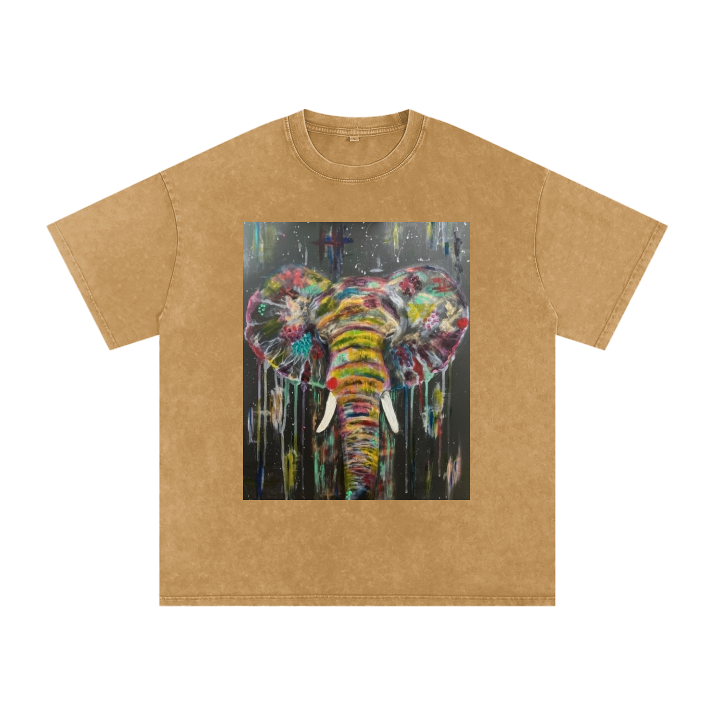 Original Abstract Elephant Painting Washed T-Shirt