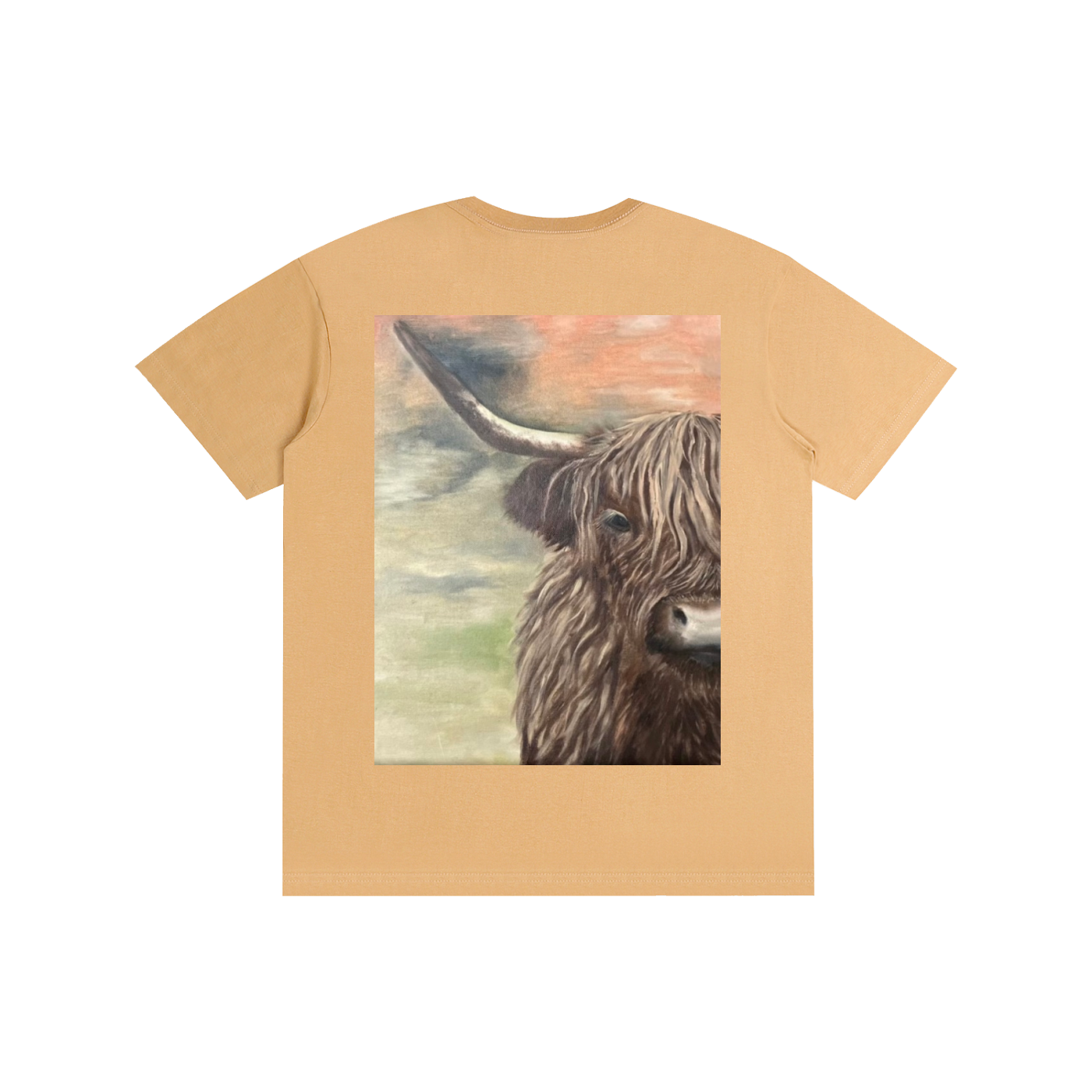 Original Highland Cow Painting Cotton T-Shirt