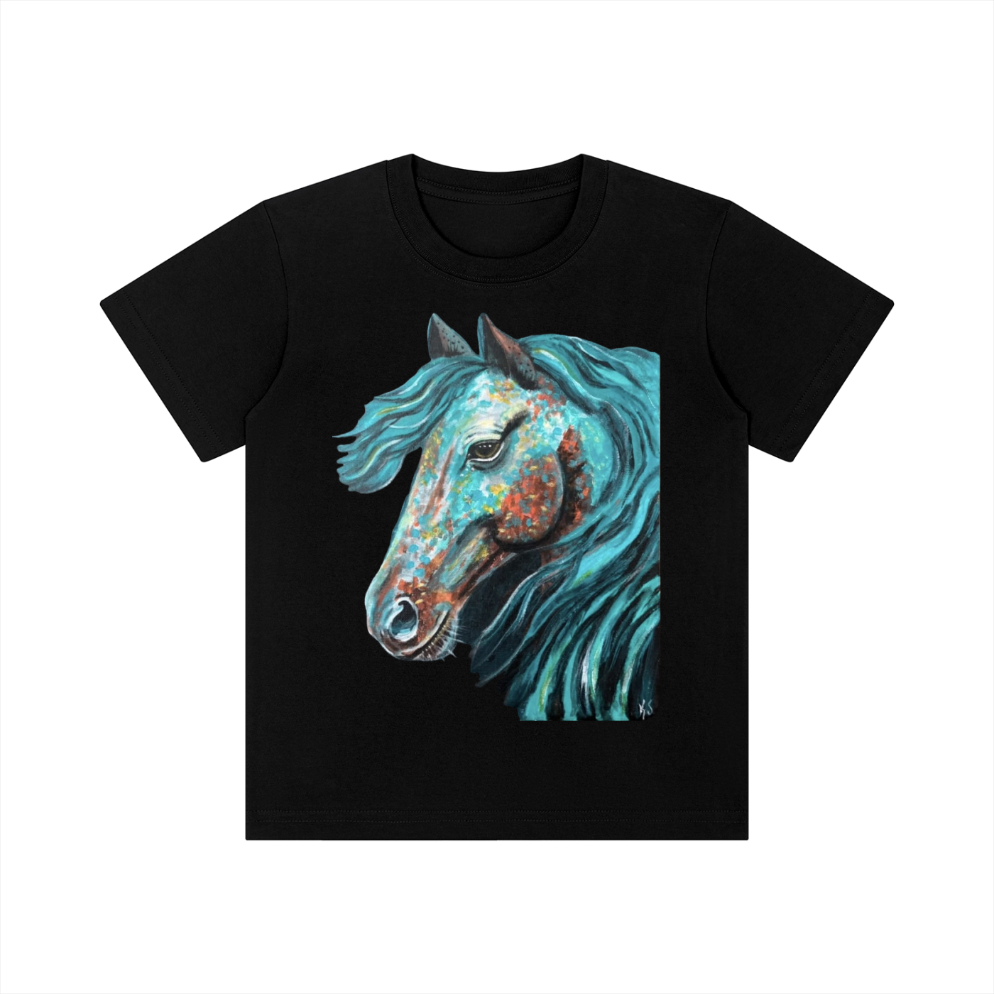 Original horse painting Kid's Crewneck Short Sleeve T-Shirt