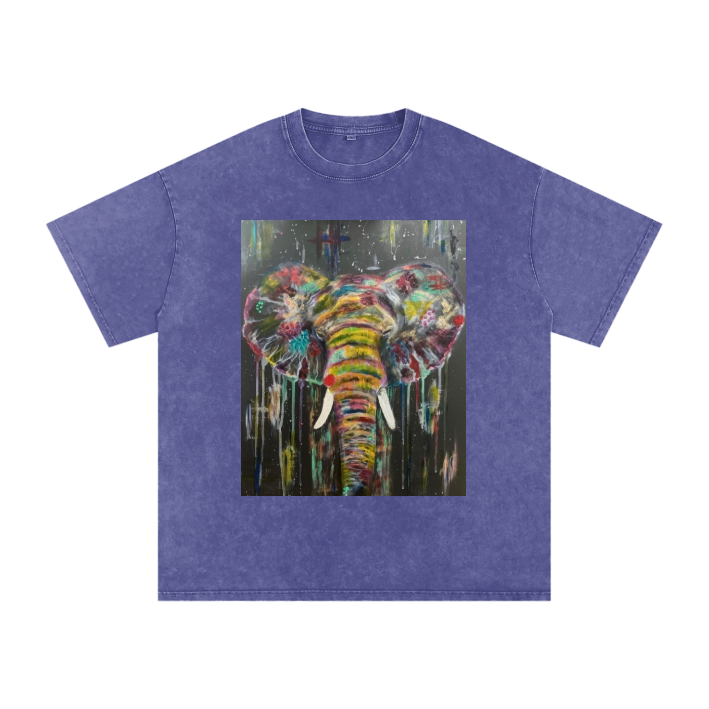 Original Abstract Elephant Painting Washed T-Shirt