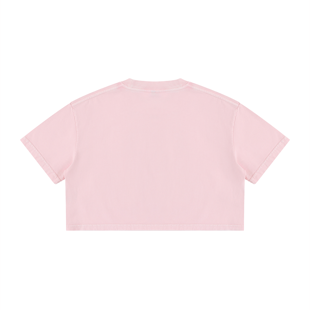 Original woman sketched Women's Mineral Wash Cotton Crop T-Shirt