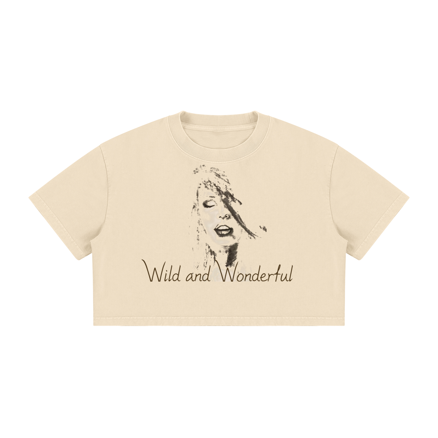 Original woman sketched Women's Mineral Wash Cotton Crop T-Shirt