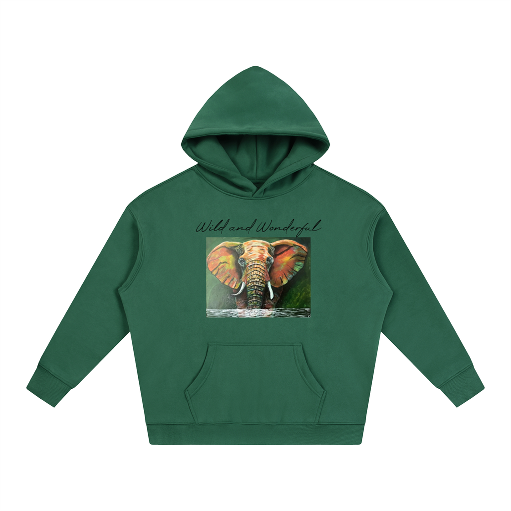 Adult Original Elephant Painting Oversize Fleeced Hoodie
