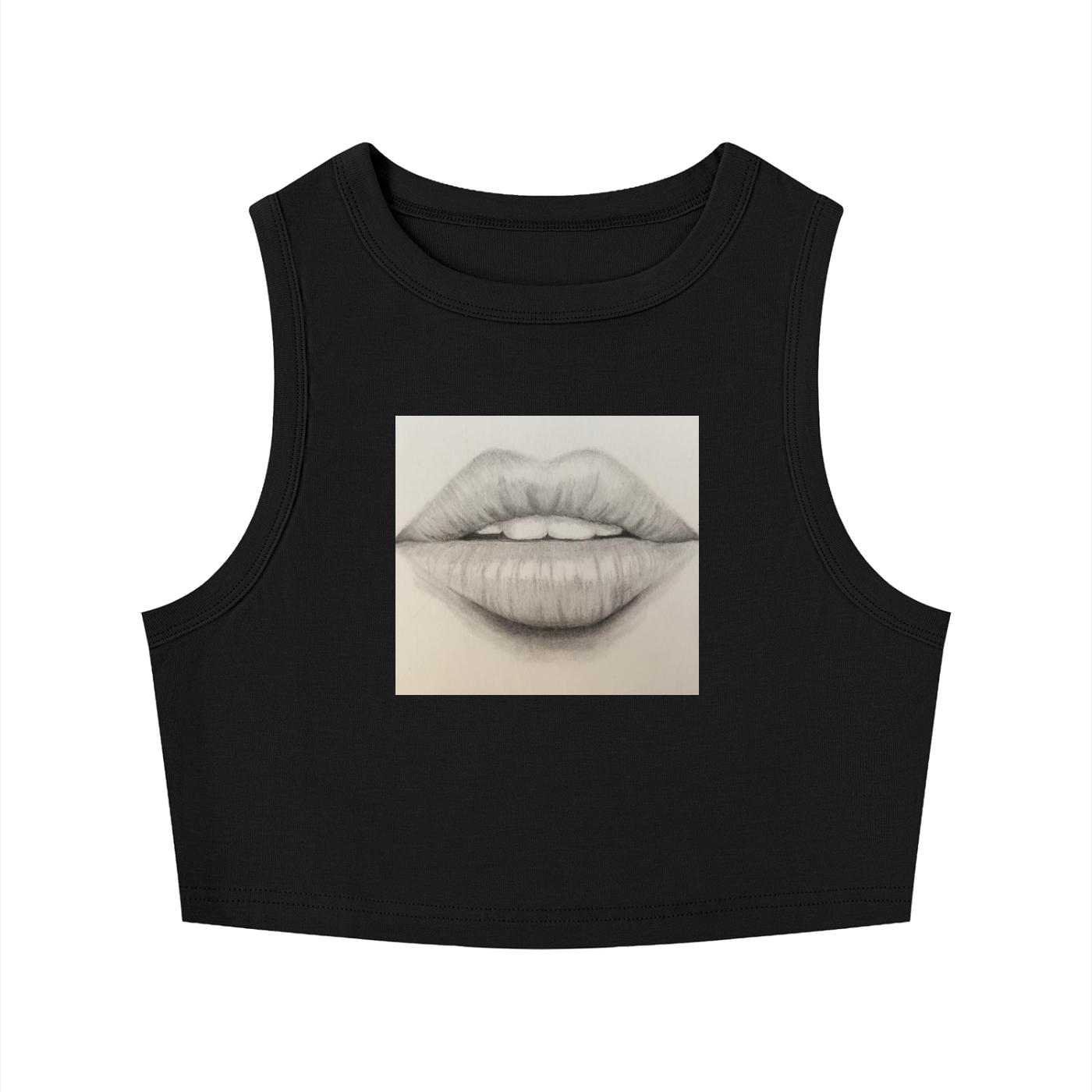 Original Lip Sketch Women's Tight Crop Tank Top
