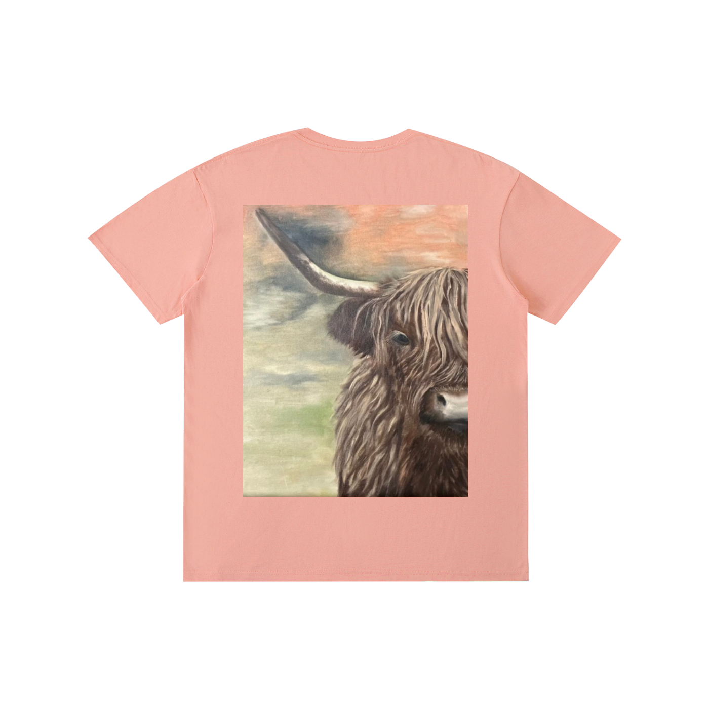 Original Highland Cow Painting Cotton T-Shirt