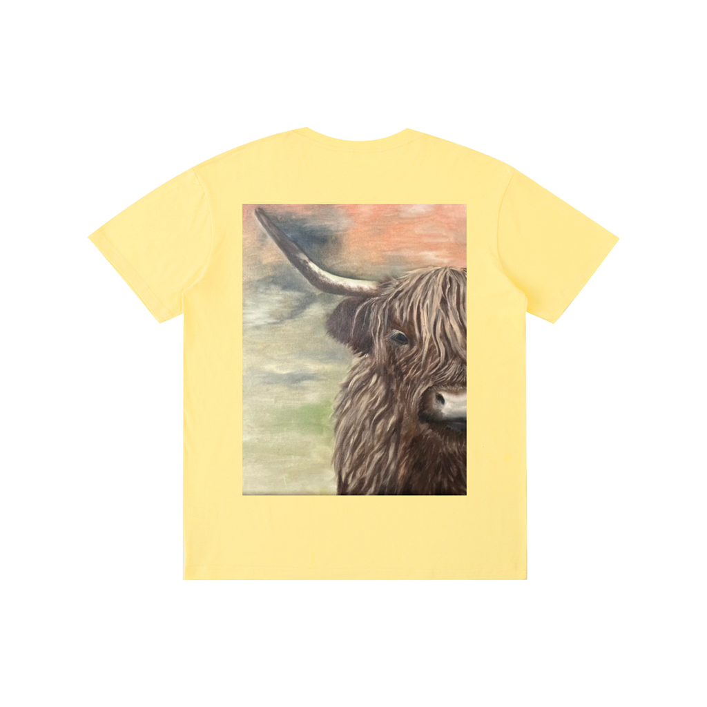 Original Highland Cow Painting Cotton T-Shirt