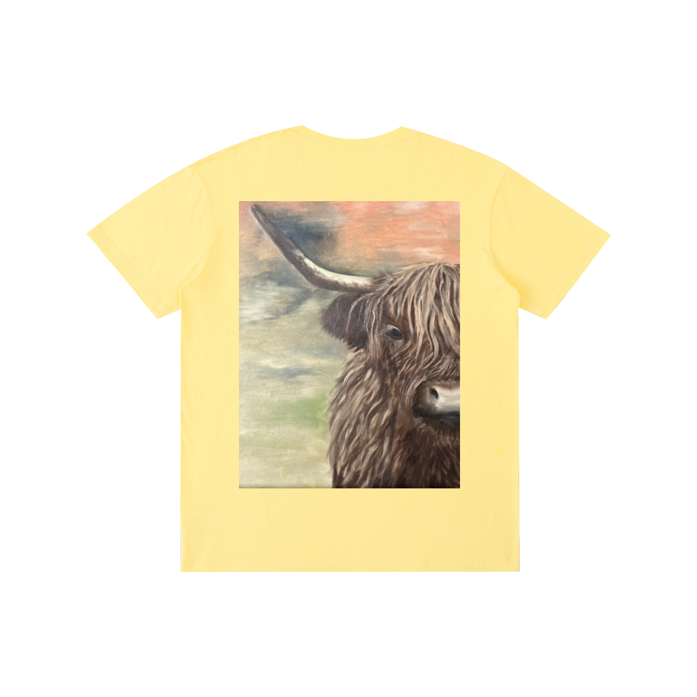 Original Highland Cow Painting Cotton T-Shirt