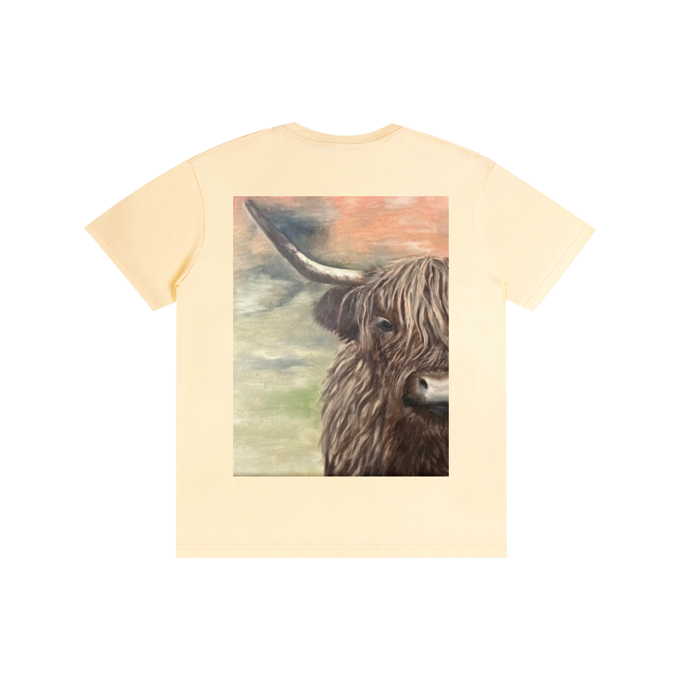Original Highland Cow Painting Cotton T-Shirt